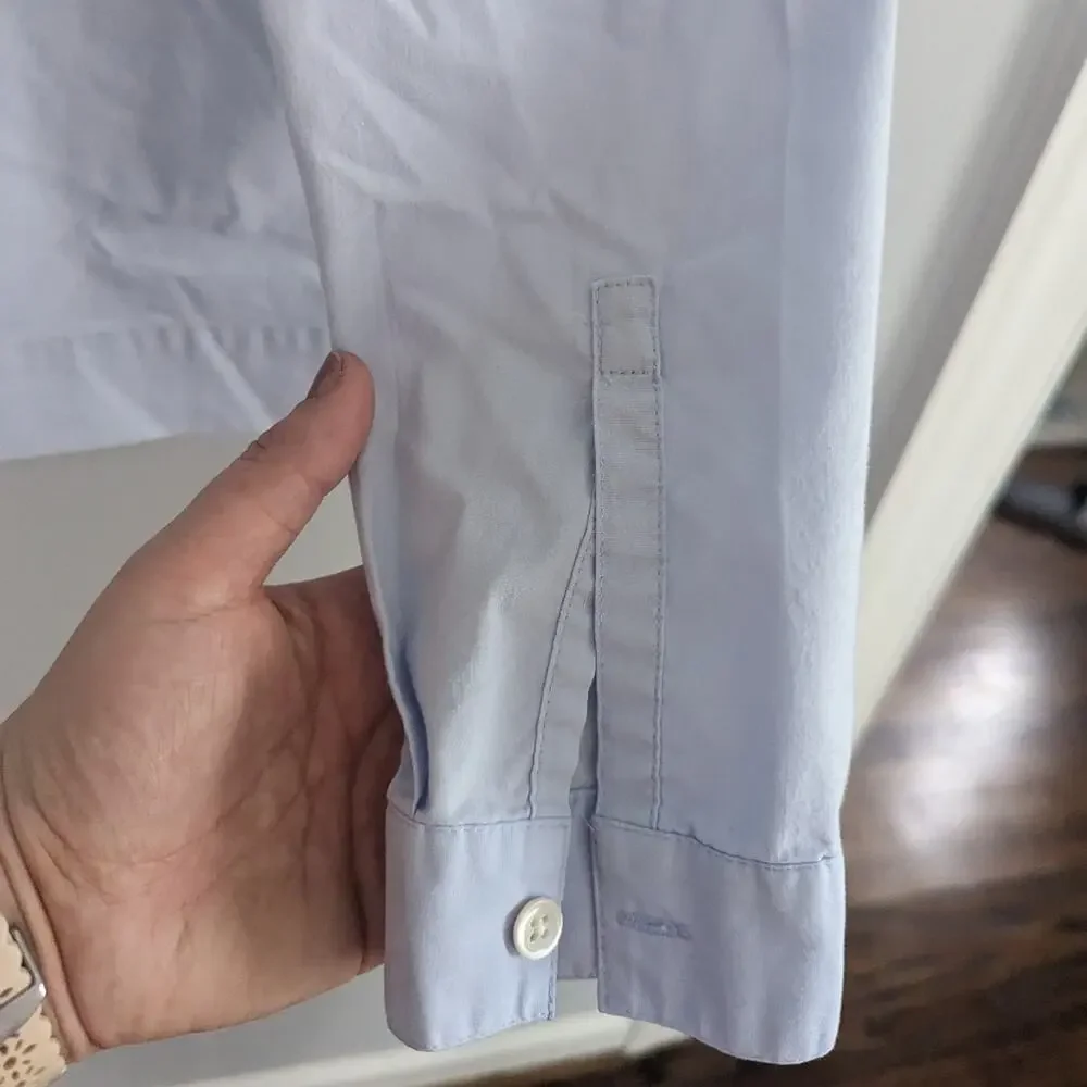 EUC J. Jill Light Blue Crisp Cotton Blouse Long Sleeve - S - Picture 3 of 5